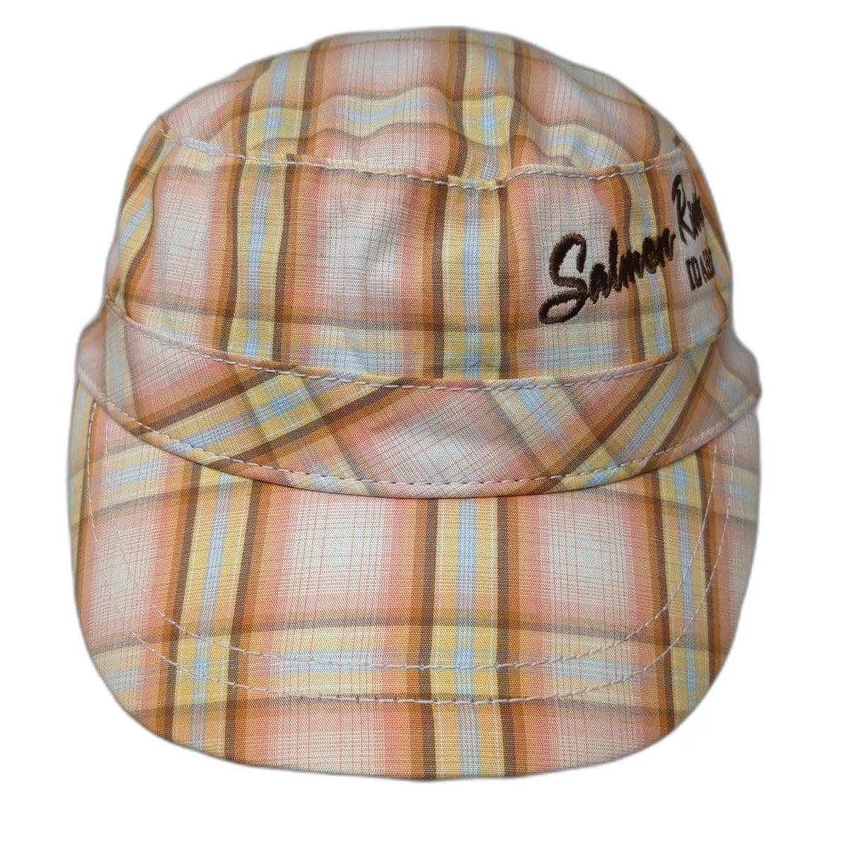 DPI Army Cap Yellow Orange Blue White OSFM Salmon River Idaho Plaid Cotton Hat