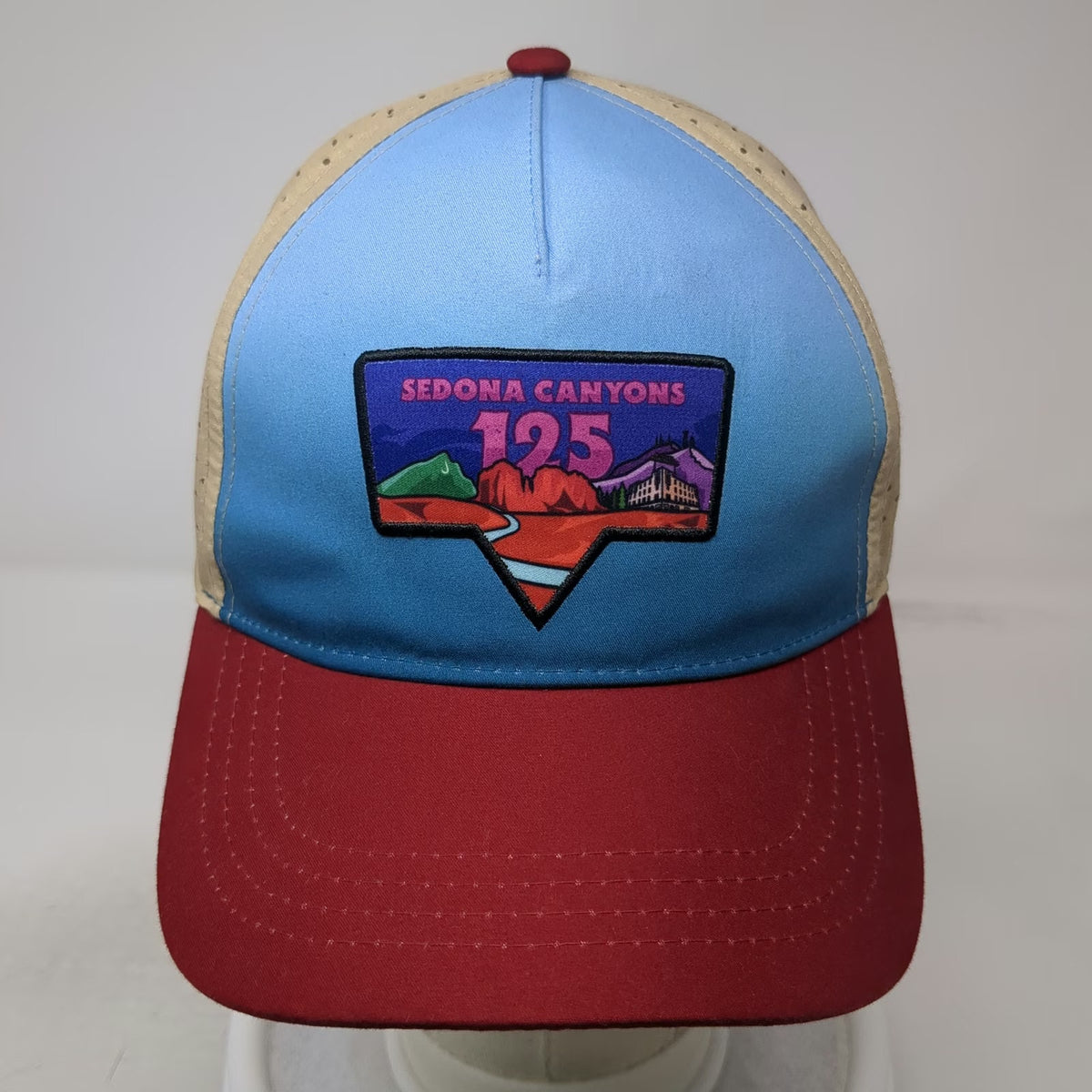 Boco Gear 5 Panel Blue Red Beige One Size Sedona Canyons 125 Performance Hat