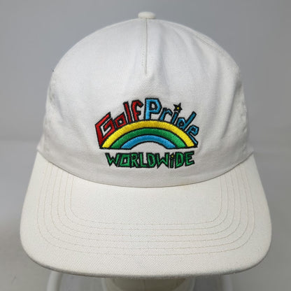 Golf Pride 5 Panel White Hat One Size Snapback Rainbow Worldwide 100% Cotton
