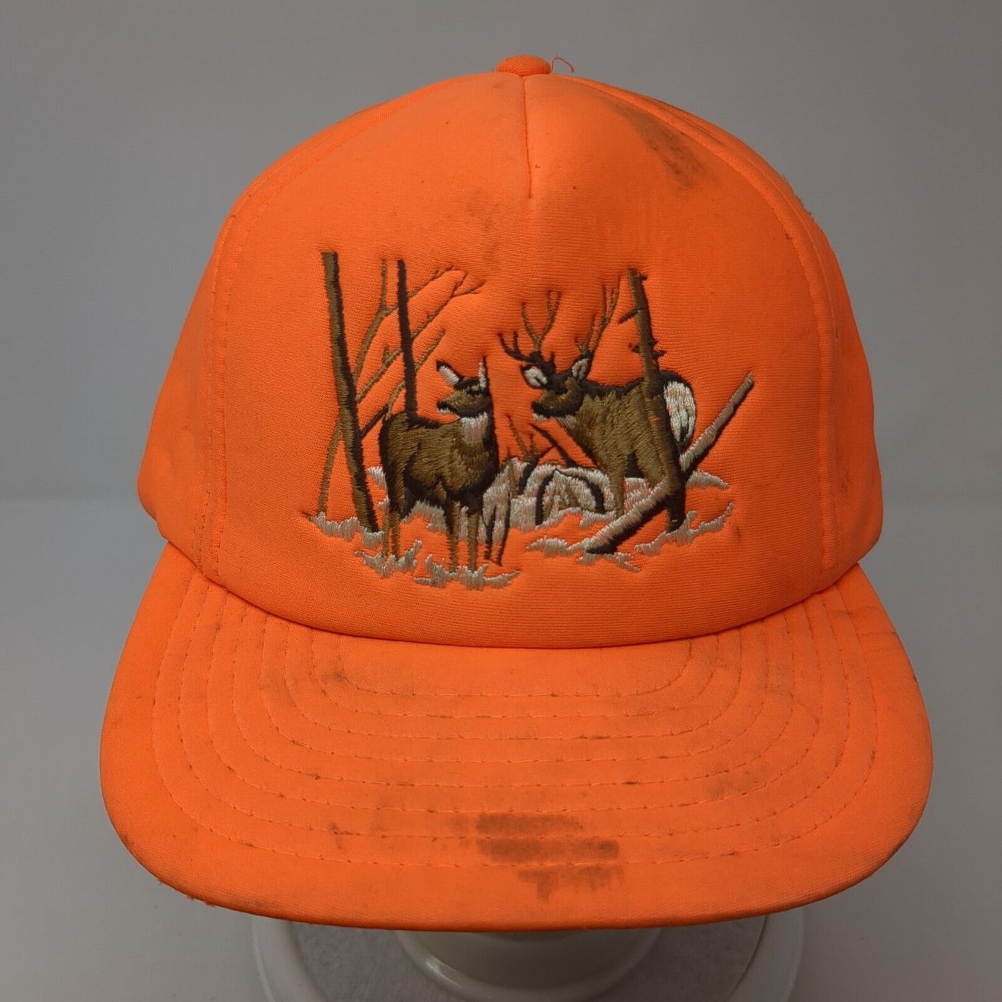 Deer Hunting Snapback Hat Orange One Size Adjustable Embroidered Mountain Top