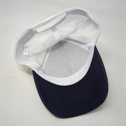 Leather Patch Snapback Mesh Back Trucker Hat Blue One Size Colorblock
