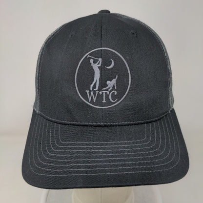 WTC Snapback Trucker Hat Black OSFM Adjustable Vented Holes Mesh Back 6 Panel