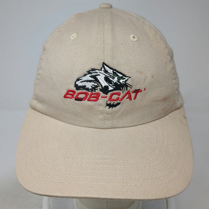 BIG Baseball Cap Beige One Size Bob-Cat Embroidered Logo Slideback Cotton Hat