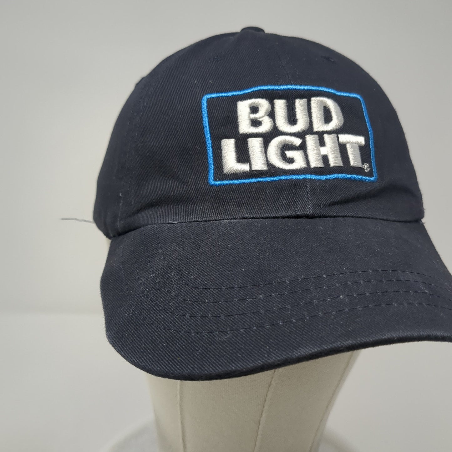 Bud Light Snapback Hat Blue One Size Adjustable Embroidered 6 Panel Cotton
