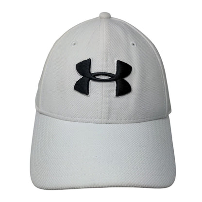 Under Armour Fitted Hat White L/XL Classic Fit Blitzing Embroidered 6 Panel