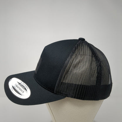 Alpha Snapback Mesh Back Trucker Hat Black One Size Adjustable Yupoong