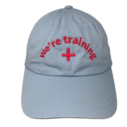 We're Training Slideback Hat Blue One Size Embroidered The Classics Yupoong