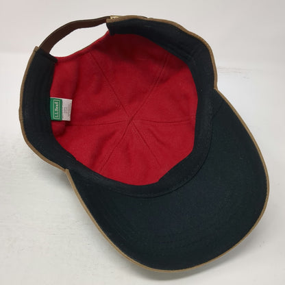 L.L.Bean Baseball Cap Brown One Size Leather Strapback Wool Lined Canvas Hat