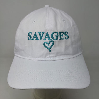 Port & Company Men's Strapback Hat White Embroidered Savages Heart Logo Cotton