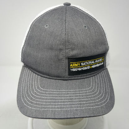 Army National Guard Trucker Hat Gray One Size Mesh Snapback Contrast Stitching