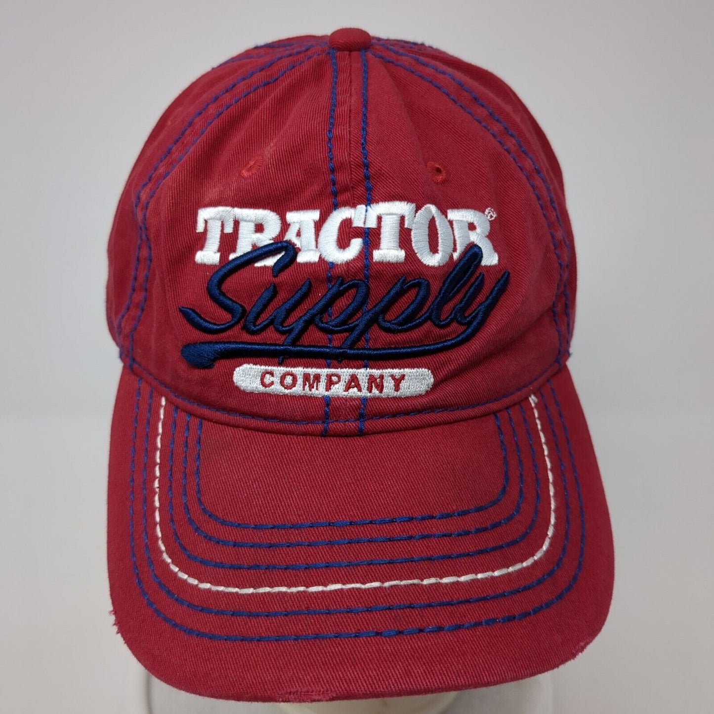 Tractor Supply Company Slideback Hat Red One Size Adjustable Embroidered 6 Panel
