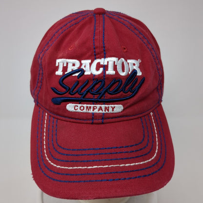 Tractor Supply Company Slideback Hat Red One Size Adjustable Embroidered 6 Panel