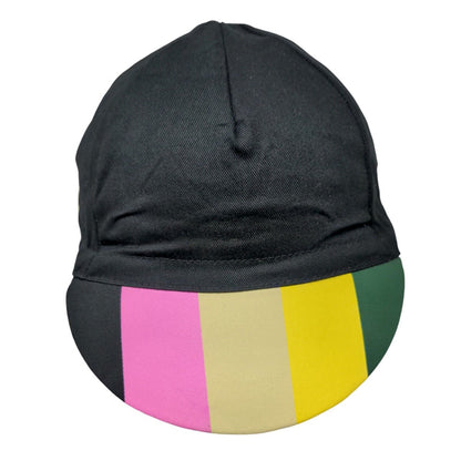 BLCX Fitted Cycling Hat Black One Size Rainbow Stripe Stretch Pace Caps