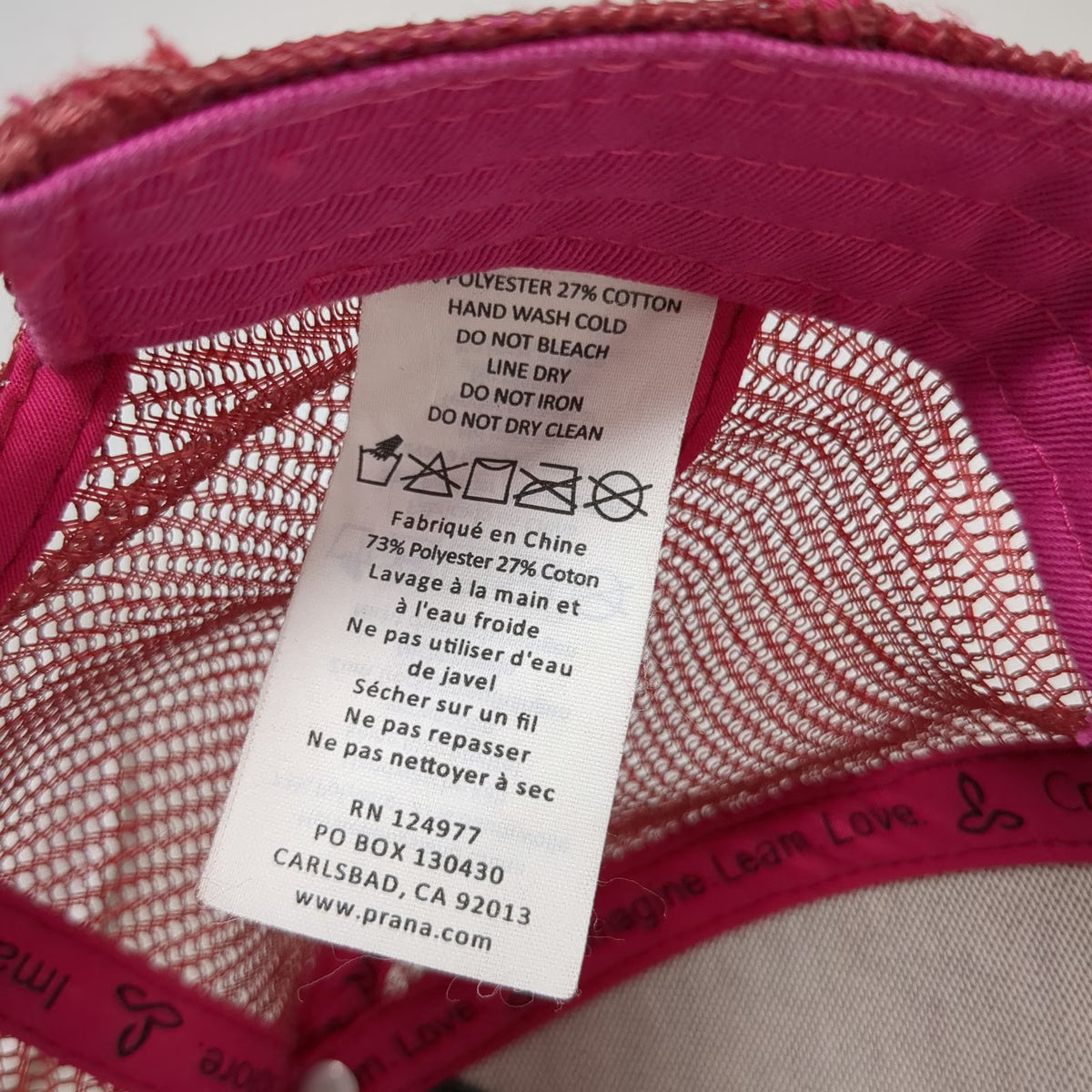 prAna Trucker Hat Pink One Size Mandala Floral Pattern Mesh Back Snapback Logo