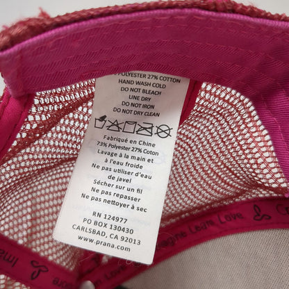 prAna Trucker Hat Pink One Size Mandala Floral Pattern Mesh Back Snapback Logo
