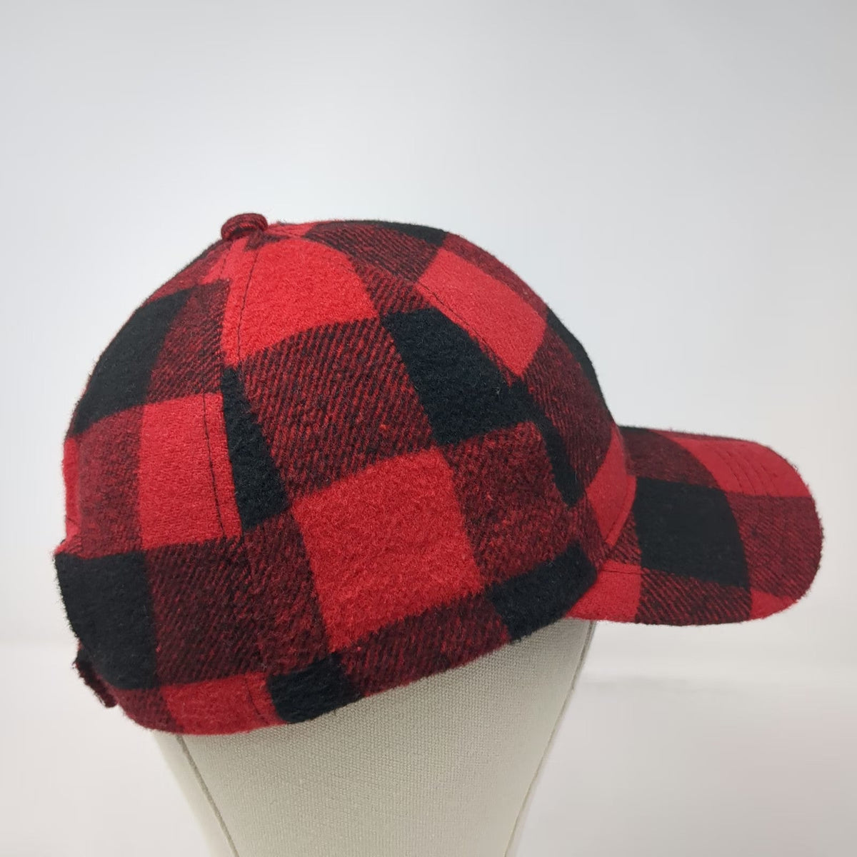Red Black Buffalo Plaid Baseball Cap One Size Strapback Adjustable Outdoor Hat