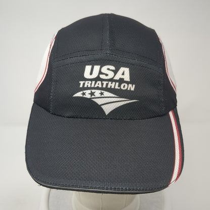 USA Triathlon Strapback 5 Panel Hat Black Large 2015 Championships