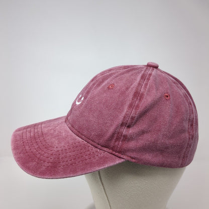 Smiley Face Slideback Hat Red One Size Adjustable Embroidered Outdoor