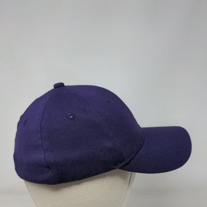 VKM Fitted Hat Purple S/M Tri-Flex 3 Solid 6 Panel Vent Holes Blank