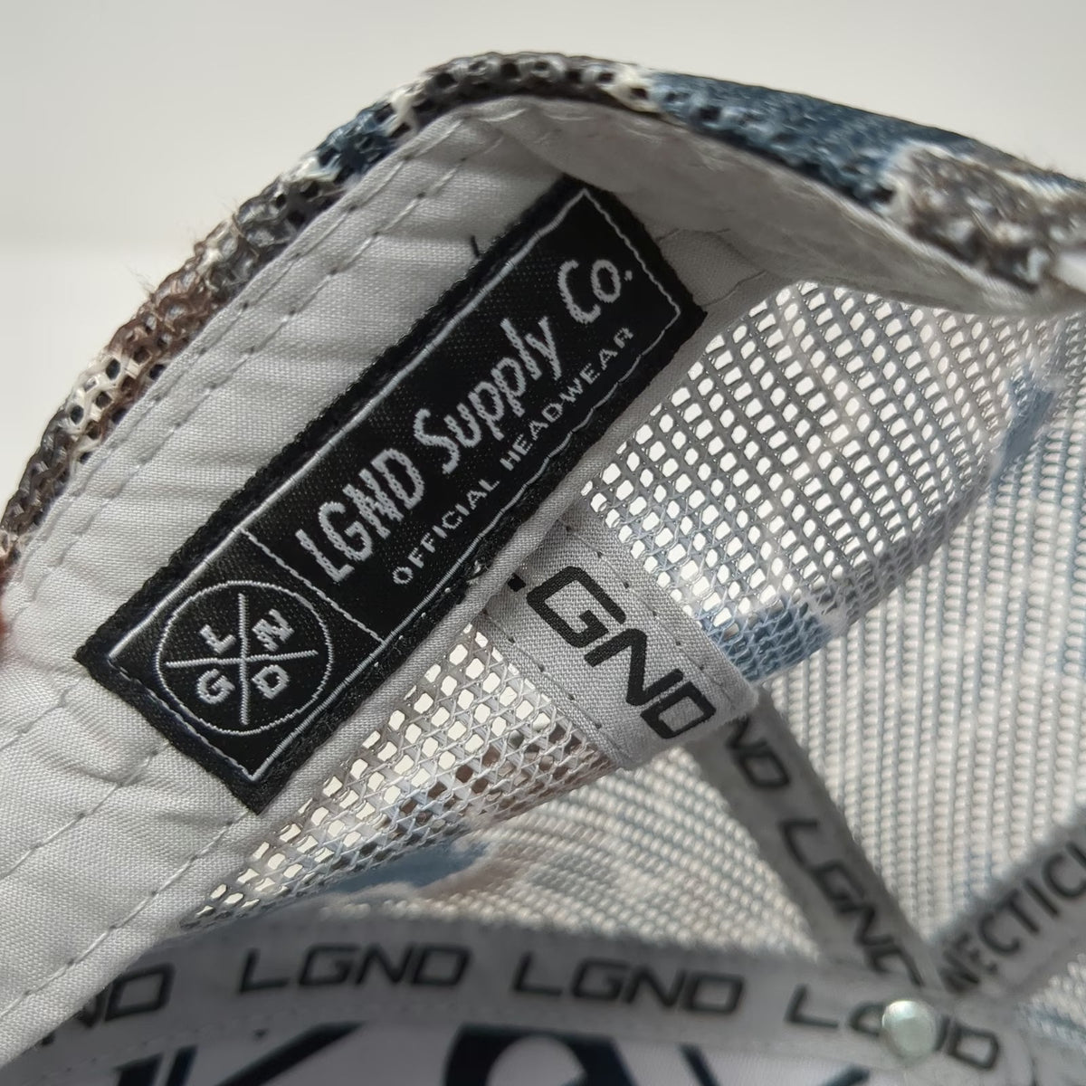 LGND Supply Co. Trucker Hat White Blue Camo One Size Snapback Mesh Graphic Cap