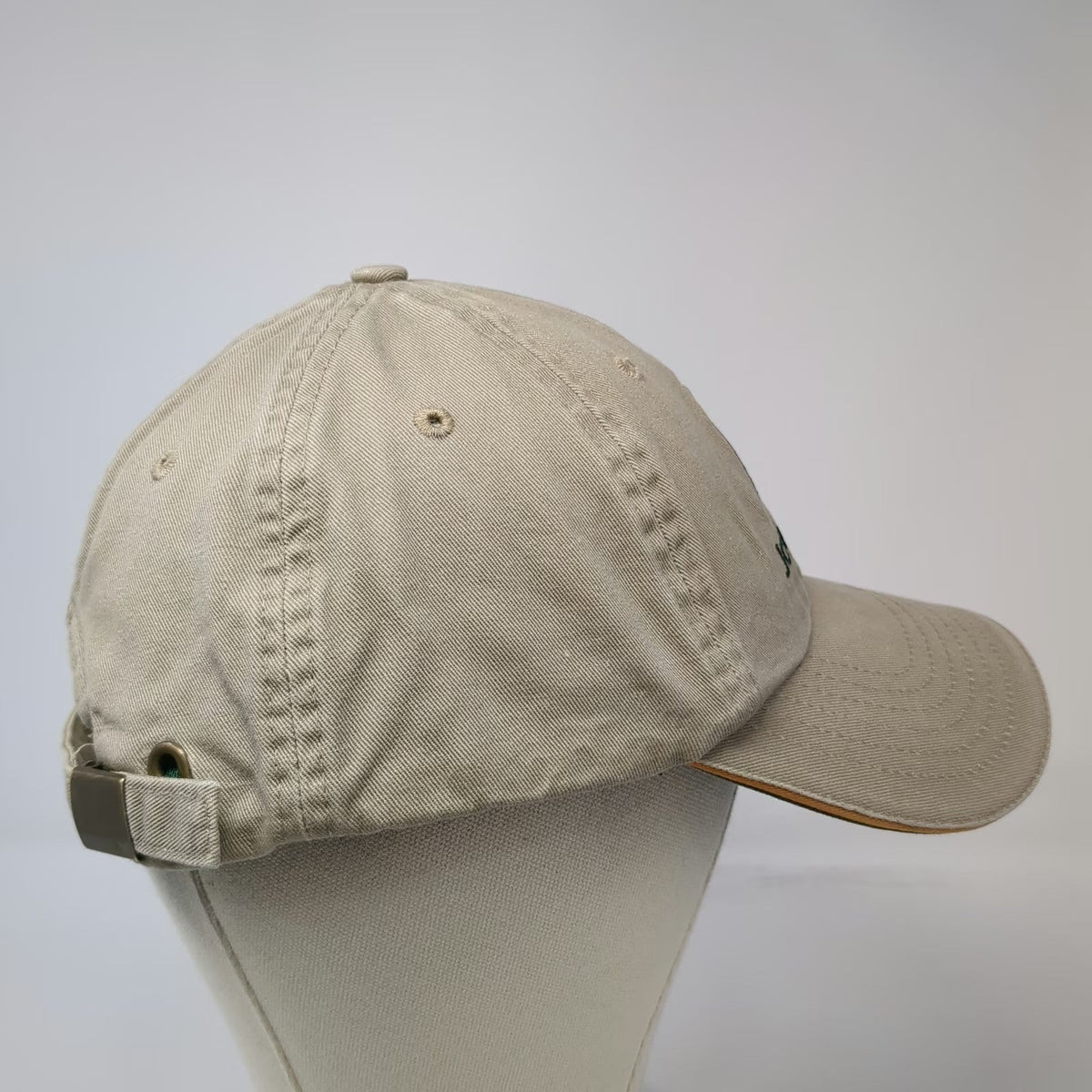 K-Products John Deere Baseball Cap Beige OSFM Hat Slideback Cotton Green Logo