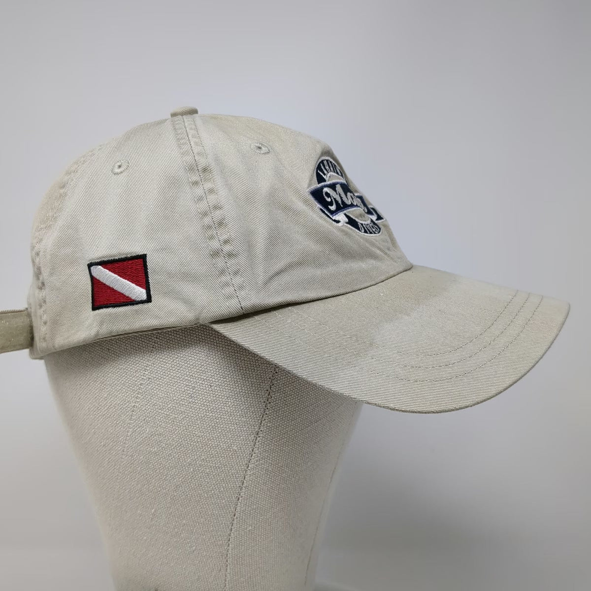 Ahead Baseball Cap Beige One Size Lahaina Maui Divers Scuba Flag Hawaii Hat