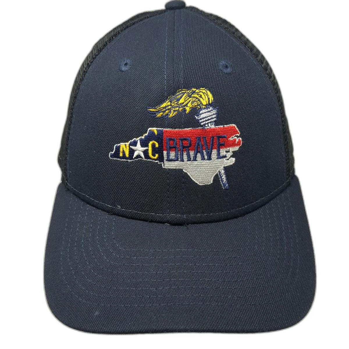 New Era Trucker Hat Blue One Size NC Brave Special Olympics Torch Run Mesh Cap