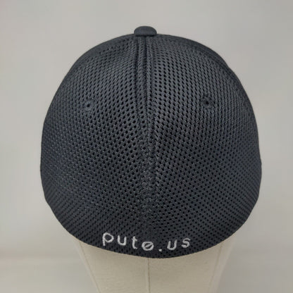 Pute.us Fitted Mesh Back Hat Black Large-XL Embroidered Flexfit