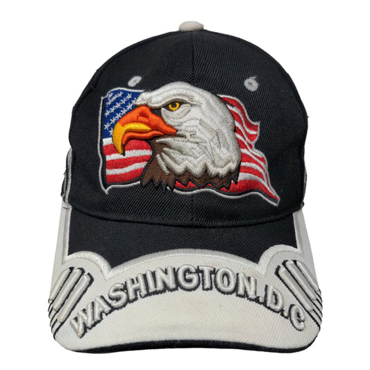 City Hunter Men's Strapback Hat Black Washington DC Bald Eagle Patriotic