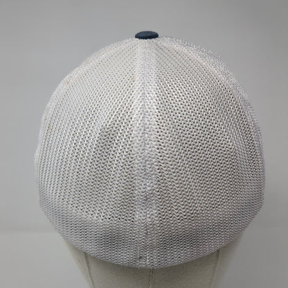 H Fitted Trucker Hat Blue One Size Adjustable Flexfit Mesh Back 6 Panel Yupoong