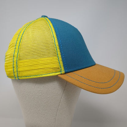 Pistil Trucker Hat Blue Yellow Orange One Size Mesh Snapback Logo Stitching