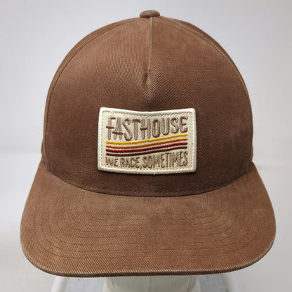 Fasthouse 5 Panel Brown One Size Snapback Flat Brim Patch We Race Sometimes Hat