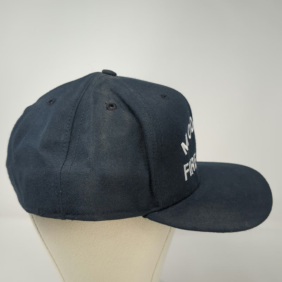 New Era Modesto Fire Dept Baseball Cap Hat Blue 7 3/4 Fitted Vintage USA