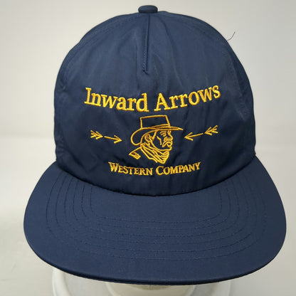 Inward Arrows Western Company 5 Panel Hat Blue OSFM Cowboy Gold Logo Snapback