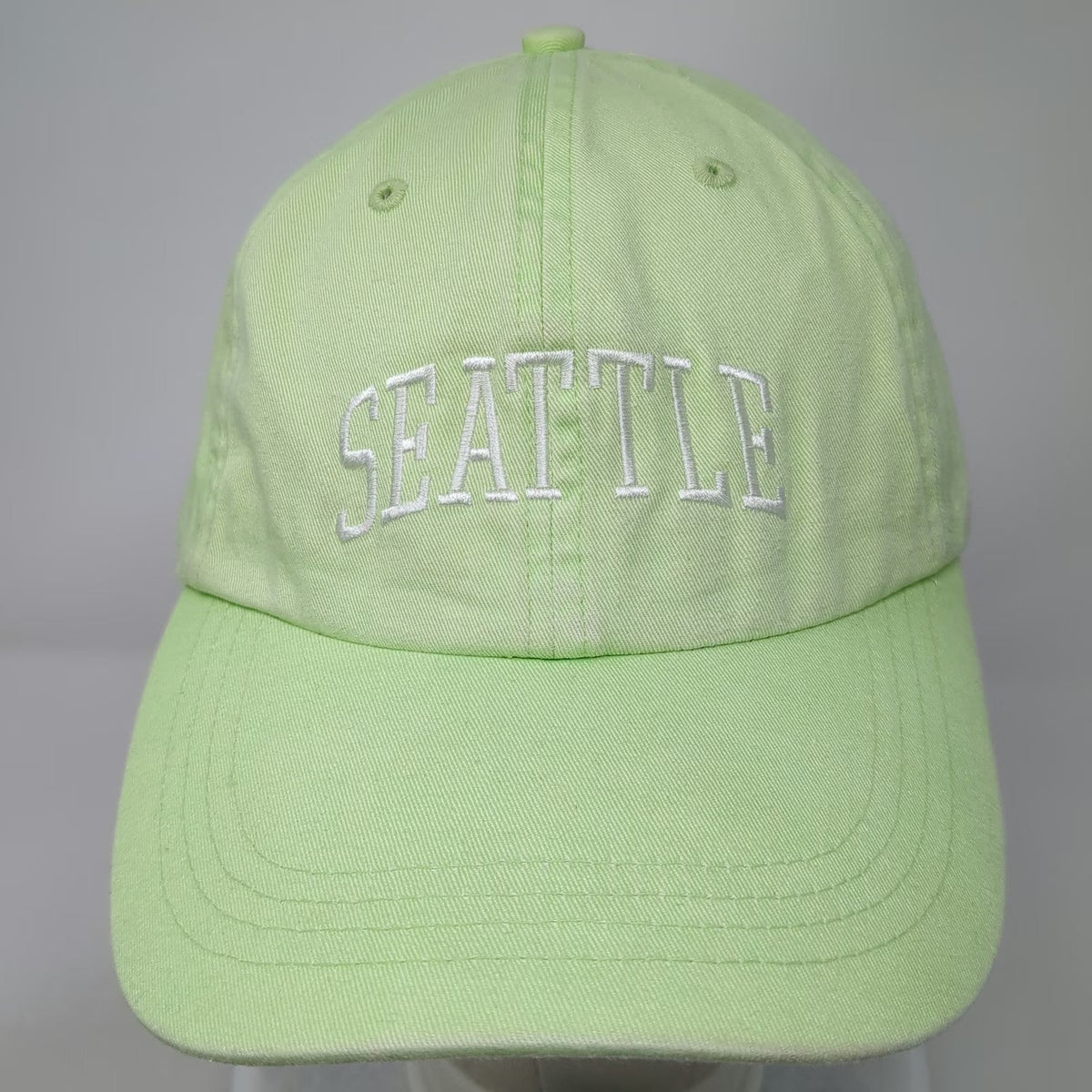 J. America Seattle Hat Green One Size Baseball Cap Embroidered Slideback Cotton