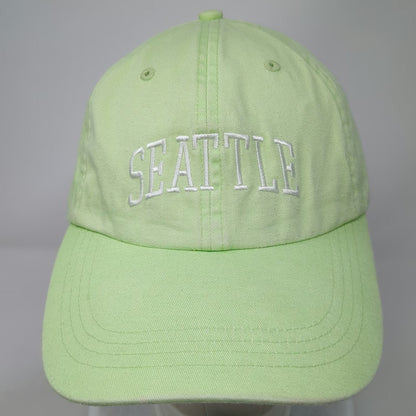 J. America Seattle Hat Green One Size Baseball Cap Embroidered Slideback Cotton