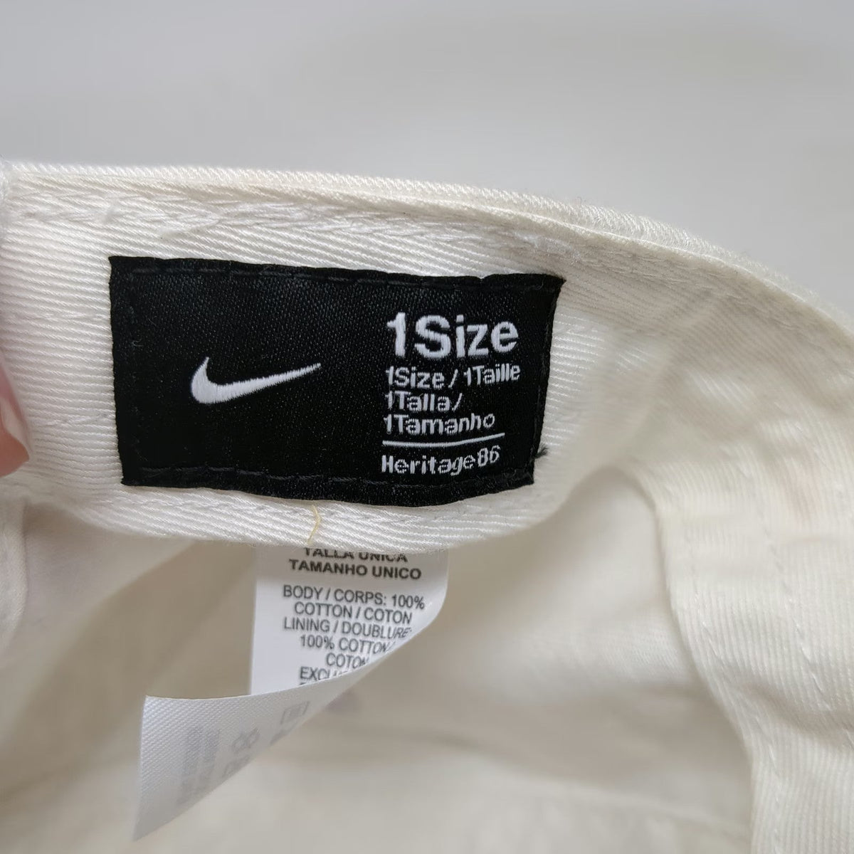 Nike Baseball Cap White One Size Johnstone Patch Logo Heritage 86 Slideback Hat