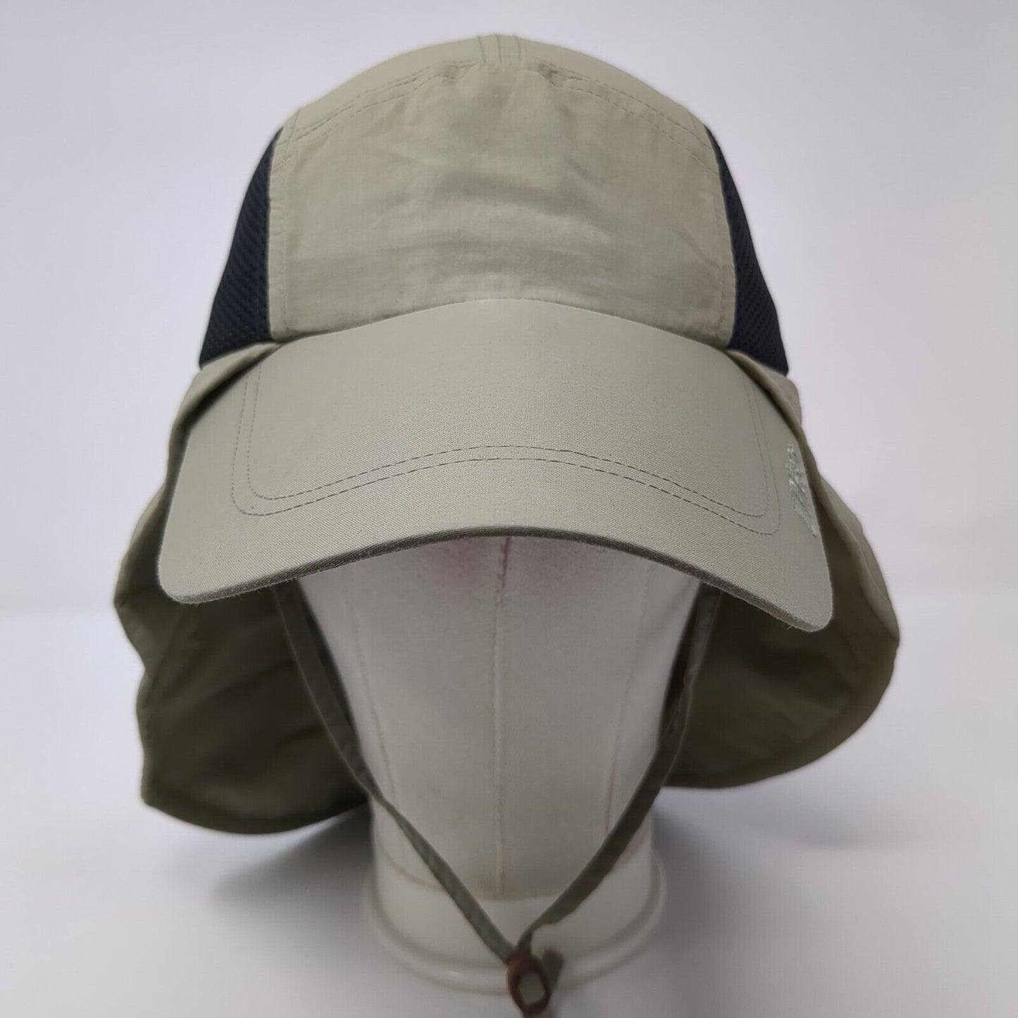 Columbia Strapback Hat Tan One Size Chin Strap Back Flap UPF 30+ Outdoor