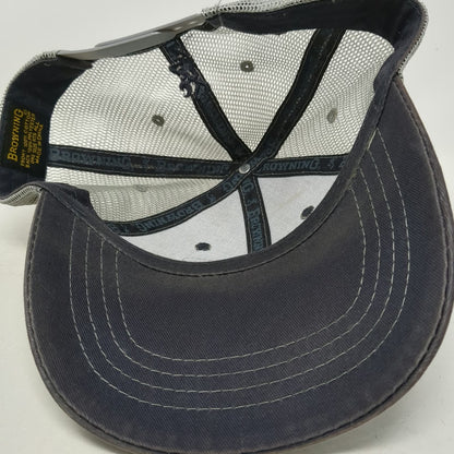Browning Trucker Hat Gray One Size Mesh Back American Flag Buckmark Logo Patch