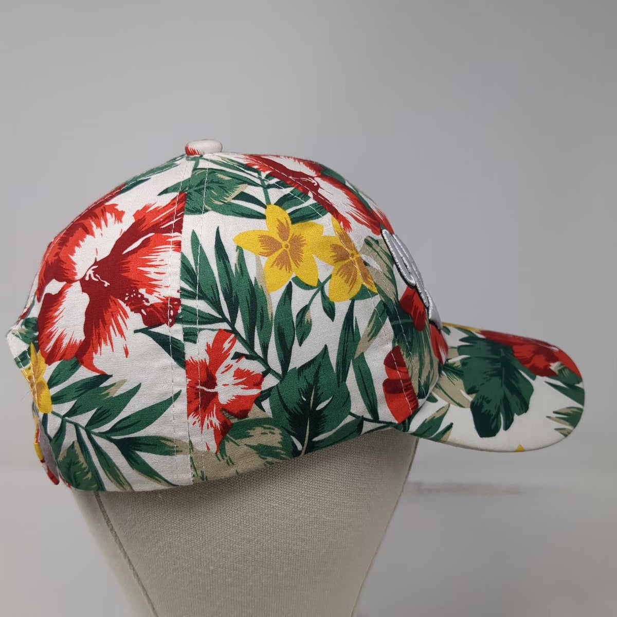 Island Sense Baseball Cap White One Size Hawaii Floral Tropical Hibiscus hat