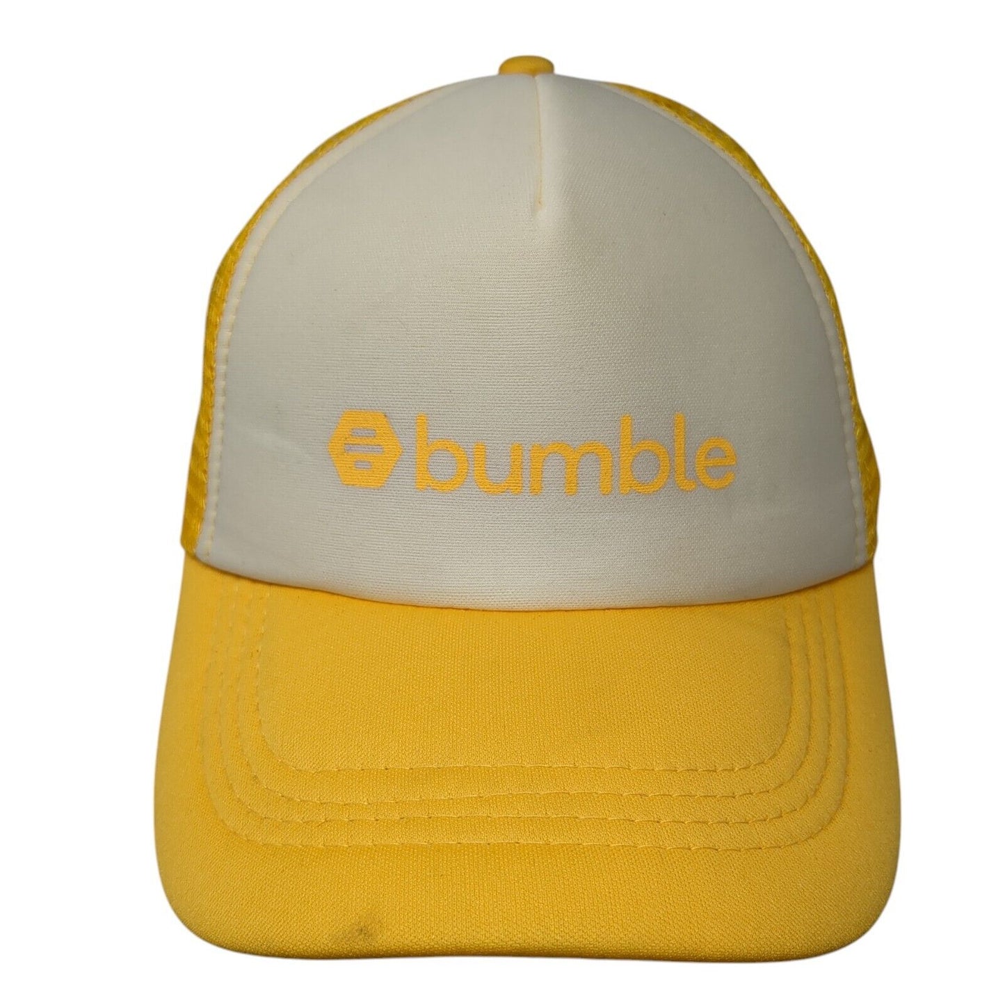 Bumble Snapback Trucker Hat Yellow One Size Adjustable Mesh Back Polyester