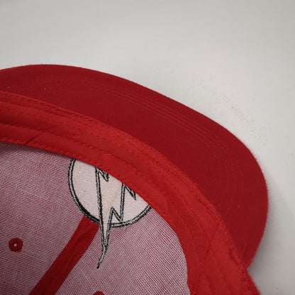 Six Flags Snapback Hat Red OSFM The Flash DC Comics Lightning Bolt Adjustable