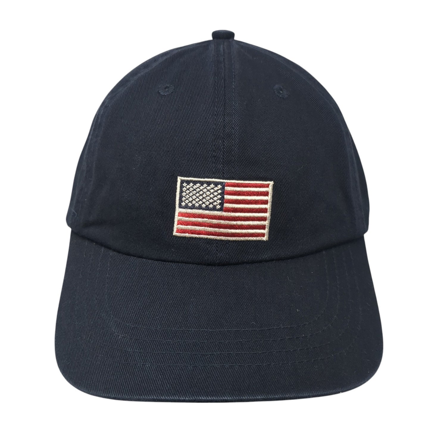 USA Flag Slideback Hat Blue One Size Adjustable Embroidered Van Heusen