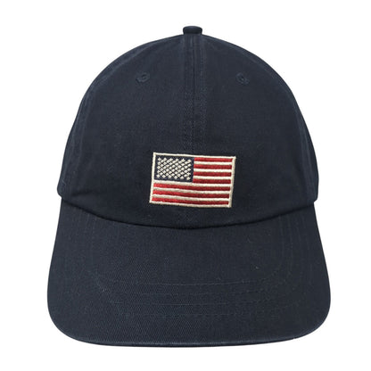 USA Flag Slideback Hat Blue One Size Adjustable Embroidered Van Heusen