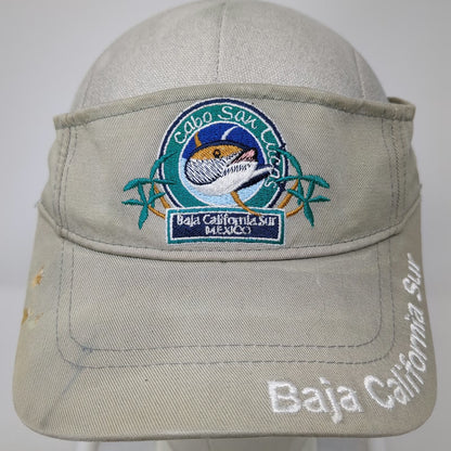 Visor Beige One Size Cabo San Lucas Mexico Fish Patch Hat Adjustable