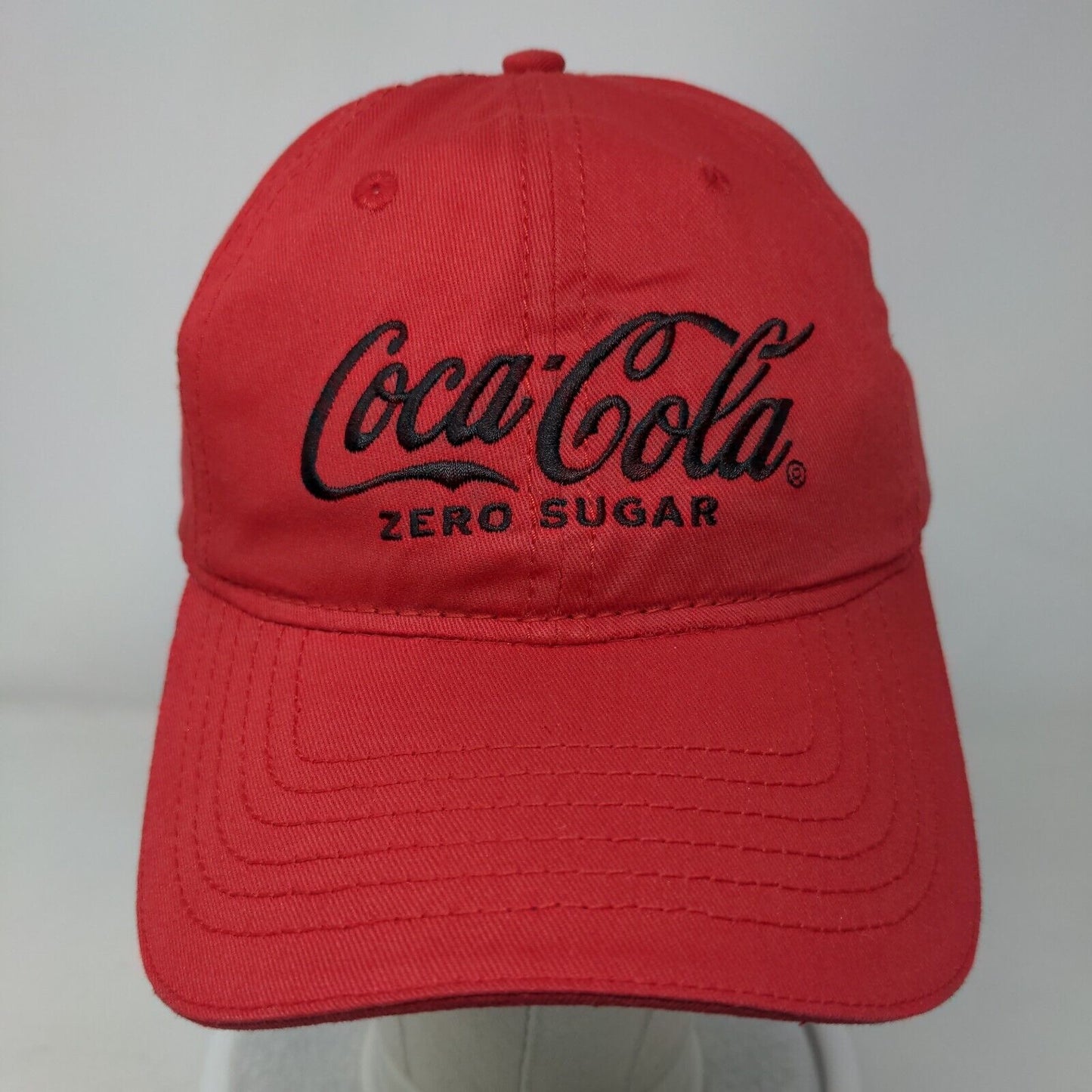 Coca-Cola Zero Sugar Strapback Hat Red One Size Adjustable Embroidered 6 Panel