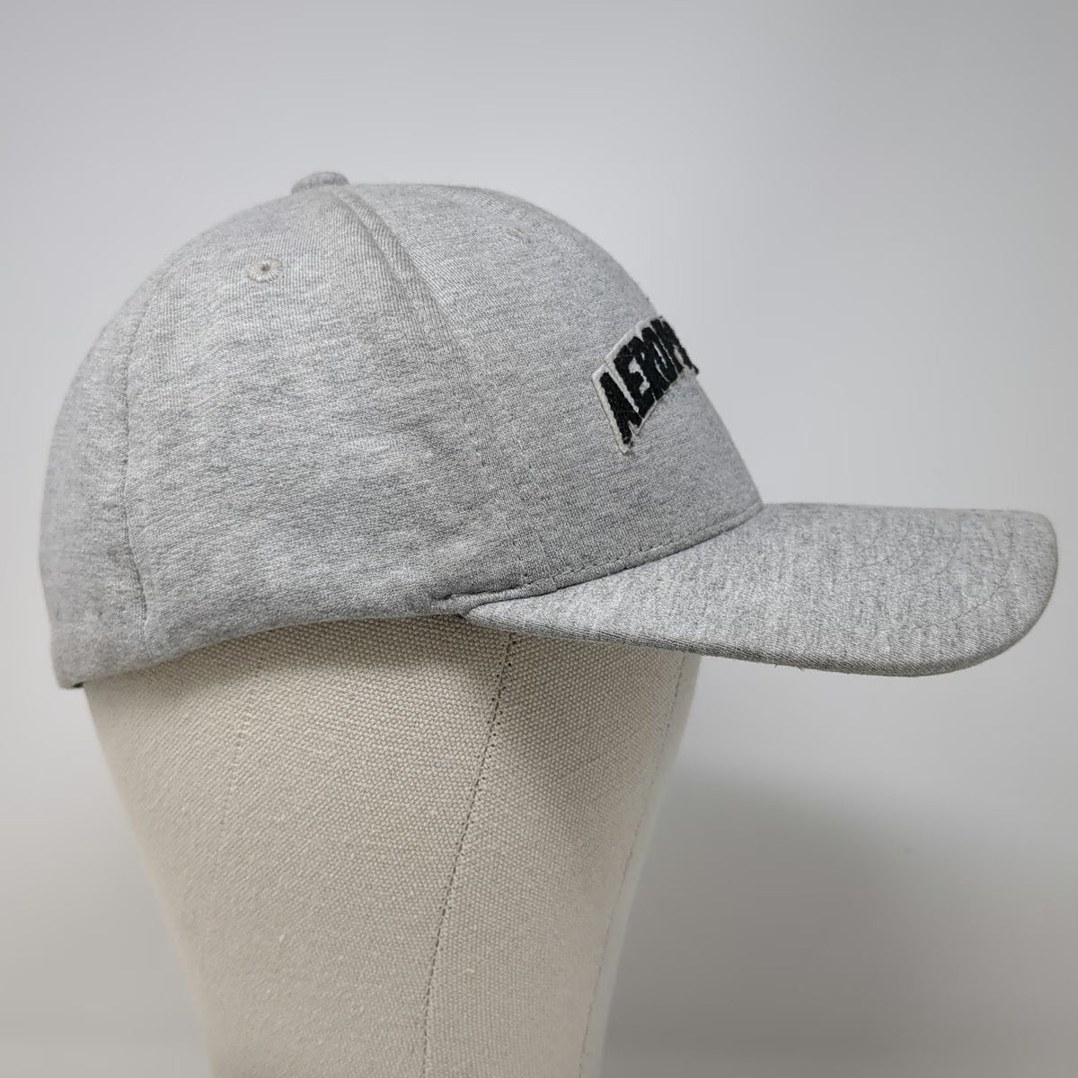 Aeropostale Baseball Cap Gray M Arched Logo Jersey Stretch Fit Embroidery hat