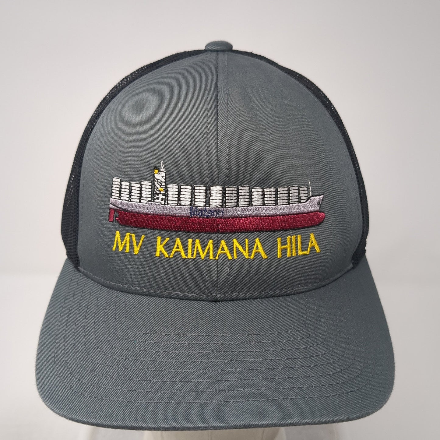 MV Kaimana Hila Snapback Trucker Hat Gray One Size Mesh Back Colorblock