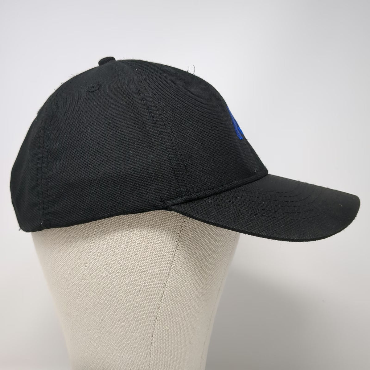 Image Solutions Baseball Cap Black One Size Strapback Curved Brim Blue Logo Hat