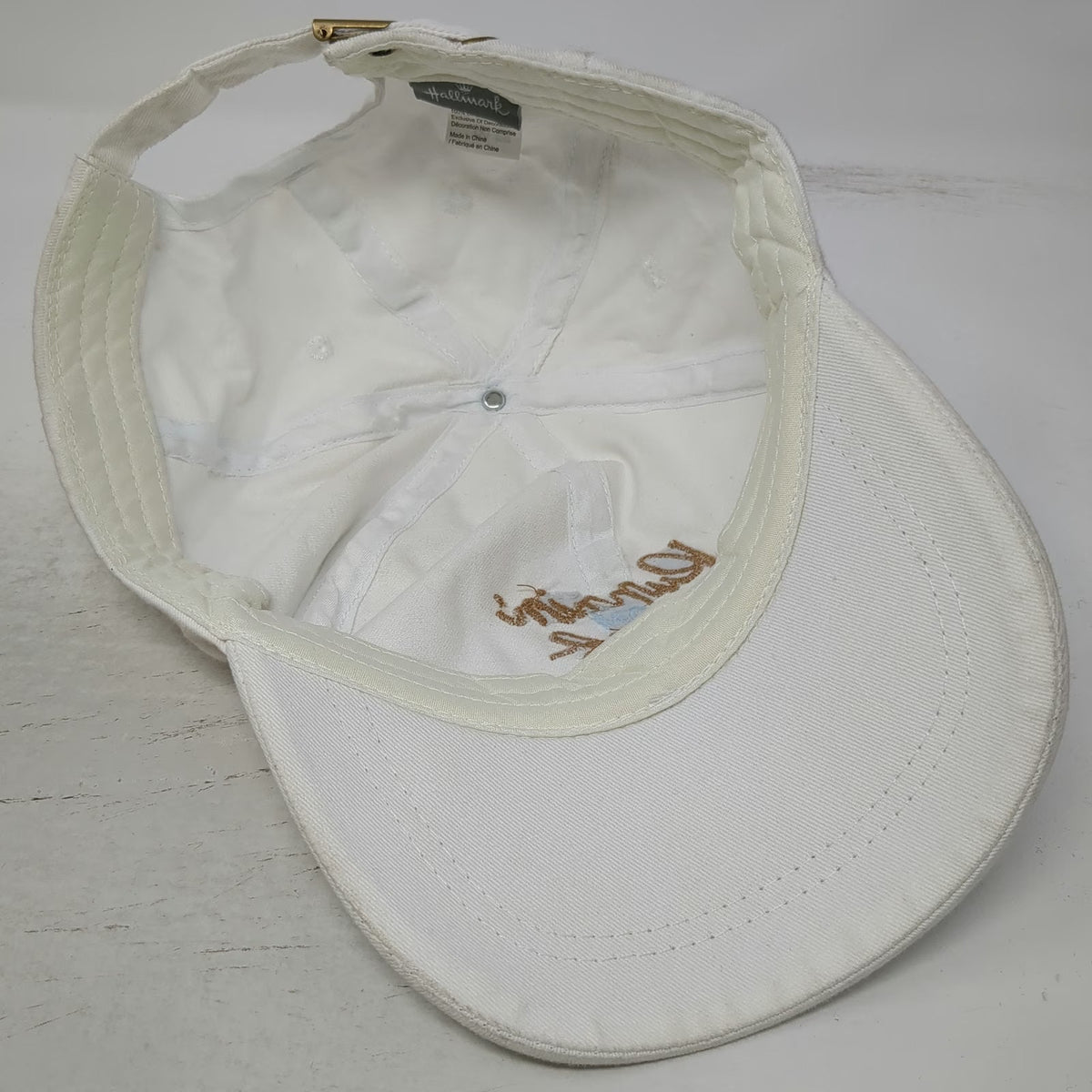 Hallmark Baseball Cap White OSFM Runnin On Faith Blue Cross Slideback Cotton Hat